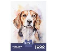 1000 Piece Jigsaws for Adults Puzzle Watercolor Beagle Dog Puzzle for Adults Relax Games Stress Reliever Birthday Present, Gifts, 38x26cm/1000pcs