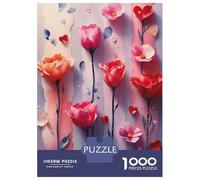 1000 Piece Jigsaws for Adults Puzzle Watercolor Flowers And Hearts Pattern Teenager Puzzles Hands-on Game Difficult Challenge Birthday Present, Gifts, 38x26cm/1000pcs