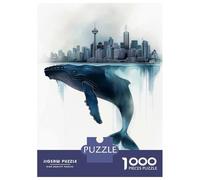 1000 Piece Jigsaws for Adults Puzzle Whale And Cityscape Adult Jigsaw Puzzle Brain Teaser Game Difficult Challenge Challenging To Complete 52x38cm/1000pcs