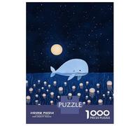 1000 Piece Jigsaws for Adults Puzzle Whale And Jellyfish Under Moonlight Adult Jigsaw Puzzle Brain Teaser Game Difficult Challenge Challenging To Complete 70x50cm/1000pcs