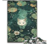 1000 Piece Jigsaws for Adults Puzzle White Cat in A Lake Brainteaser Family Games Stress Reliever Toy Wall Decor (size 38x52cm)