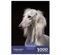 1000 Piece Jigsaws for Adults Puzzle White Saluki Dog Jigsaw Puzzle Brain Teaser Game Hand Speed Race Great Gift for Gaming 52x38cm/1000pcs