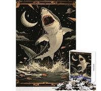 1000 Piece Jigsaws for Adults Puzzle White Shark Tarot Card Home Decoration Toys Art Work Gift Hands-on Game Challenging To Complete Size 38x26cm