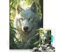 1000 Piece Jigsaws for Adults Puzzle White Wolf Fox in Jungle Relax Games Fun Activities at Home Improving Love between Couples 38x52cm