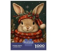 1000 Piece Jigsaws for Adults Puzzle Winter Rabbit Portrait Jigsaw Puzzle Brain Teaser Game Hand Speed Race Great Gift for Gaming 52x38cm/1000pcs