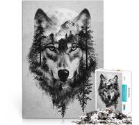 1000 Piece Jigsaws for Adults Puzzle Wolf Double Exposure Pädagogisches Familienspiel Verbessern Sie das Gedächtnis38x26cm