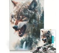 1000 Piece Jigsaws for Adults Puzzle Wolf Double Exposure Relax Games Fun Activities at Home Improving Love between Couples 50x75cm