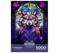 1000 Piece Jigsaws for Adults Puzzle Wolf Magenta Night Abstrac Adult Jigsaw Puzzle Brain Teaser Game Difficult Challenge Challenging To Complete 52x38cm/1000pcs