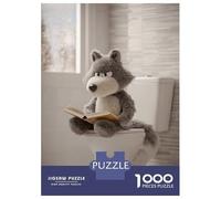1000 Piece Jigsaws for Adults Puzzle Wolf Plush Reading on Toilet Teenager Puzzles Brain Teaser Game Enhance Memory Educational Challenge 70x50cm/1000pcs
