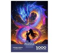 1000 Piece Jigsaws for Adults Puzzle Woman And Celestial Dragon Fantasy Art Jigsaw Puzzle Brain Teaser Game Hand Speed Race Great Gift for Gaming 38x26cm/1000pcs