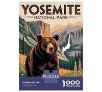 1000 Piece Jigsaws for Adults Puzzle Yosemite National Park Bear Illustration Puzzles for Adults Fun Games Wall Decoration Challenging To Complete 38x26cm/1000pcs