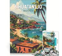 1000 Piece Jigsaws for Adults Puzzle Zihuatanejo, Mexico, Fun Games, Parent-child Interaction, with Matching Poster And Trivia Sheet 38x26cm