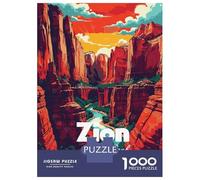 1000 Piece Jigsaws for Adults Puzzle Zion National Park Illustration Teenager Puzzles Brain Teaser Game Enhance Memory Educational Challenge 52x38cm/1000pcs