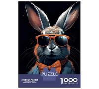 1000 Piece Jigsaws for Adults Rabbit Bunny Sunglasses Jigsaws for Adults Brain Teaser Game Analysis And Logic Great Gift for Gaming 52x38cm/1000pcs