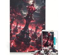 1000 Piece Jigsaws for Adults Red King Chess Piece Hands-on Game Wall Decoration Suitable for Desktop Decoration 50x75cm