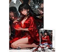 1000 Piece Jigsaws for Adults Red Orb Woman with Broken Mirrors Toy Wall Decor Art Work Gift for Educational Game Artists' Collection, Fine Arts Size 50x75cm