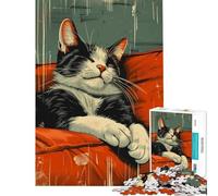 1000 Piece Jigsaws for Adults Retro Tuxedo Cat Sleeping Challenging To Complete Stress Reliever Educational Game Suitable for Ages 14 And Up (38x52cm)