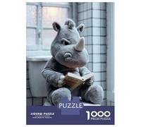 1000 Piece Jigsaws for Adults Rhino Plush Reading on Toilet Jigsaw for Adults Relax Games Analysis And Logic Gifts for Friends And Family 70x50cm/1000pcs