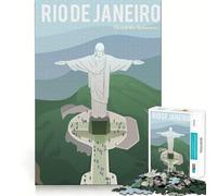 1000 Piece Jigsaws for Adults Rio De Janeiro Fine Cut Art Thinking Skill Game Quiet Time Game Xmas Art Display (38x52cm)