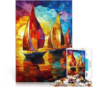 1000 Piece Jigsaws for Adults Sailboats at Sunset Stress Reliever Staycation Kill time Birthday Present, Gifts 26x38cm