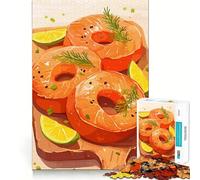 1000 Piece Jigsaws for Adults Salmon Donuts with Lime And Dill Fine Cut Art Thinking Skill Game Quiet Time Game Xmas Art Display (38x52cm)