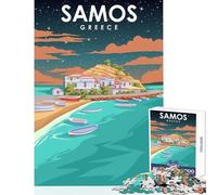 1000 Piece Jigsaws for Adults Samos Greece Travel Art Adult Jigsaw Puzzles Difficult Hard Every Piece Is Unique - Beautiful Design Game (50x75cm)