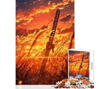 1000 Piece Jigsaws for Adults Samurai Sword Sunset Toy Wall Decor Art Work Gift for Educational Game Artists' Collection, Fine Arts Size 50x75cm