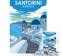 1000 Piece Jigsaws for Adults Santorini Greece Travel Puzzles for Teenagers Pattern Assembly Educational Challenge Toy Intellectual Game (50x75cm)