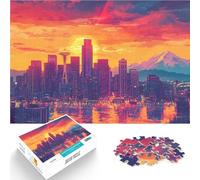 1000 Piece Jigsaws for Adults Seattle Sunset Skyline Herausfordernd Schwierig Geschenke für Freunde und Familie75x50cm