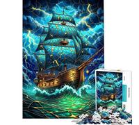 1000 Piece Jigsaws for Adults Ship in Stormy Seas Teenager Puzzles Hands-on Game Enhance Memory Gifts for Friends And Family (Size 38x26cm)