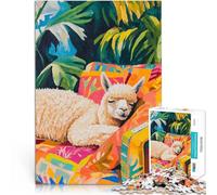 1000 Piece Jigsaws for Adults Sleeping Alpaca in Tropical Paradise Made of cardboard Suitable for ages 14 and up Family Fun It is ideal as a gift for the whole family。size:26x38cm/10.24x14.96inch