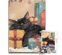 1000 Piece Jigsaws for Adults Sleepy Christmas Cat Relaxing And Calming Indoor Hobby Perfect Precise Fit Leisure Toy Size 50x75cm