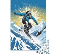 1000 Piece Jigsaws for Adults Snowboarding Adventure in Mountains Puzzles for Adults Relax Games Difficult Challenge Birthday Present, Gifts, 52x38cm/1000pcs