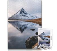 1000 Piece Jigsaws for Adults Snowy Mountain Reflection in Calm Lake Relaxing And Calming Indoor Hobby Perfect Precise Fit Leisure Toy Size 38x52cm