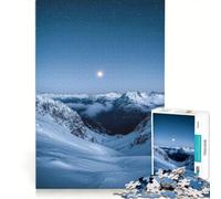 1000 Piece Jigsaws for Adults Snowy Mountains Under Starry Night Sky, Brain Teaser Game, Challenging To Complete, Enhance Love between Couples 50x75cm