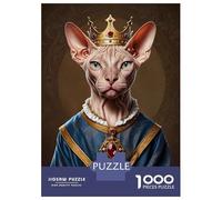 1000 Piece Jigsaws for Adults Sphynx Cat King Puzzle for Adults Brain Teaser Game Precision Cutting Challenging To Complete 52x38cm/1000pcs