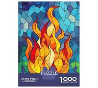 1000 Piece Jigsaws for Adults Stained Glass Fire Jigsaw for Adults Toy Wall Decor Presents for Women Challenging To Complete 70x50cm/1000pcs