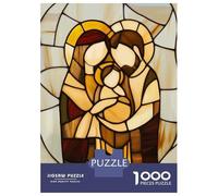 1000 Piece Jigsaws for Adults Stained Glass Holy Family Puzzles for Adults Relax Games Difficult Challenge Birthday Present, Gifts, 70x50cm/1000pcs