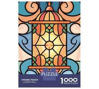 1000 Piece Jigsaws for Adults Stained Glass Lantern with Sun Motif Jigsaw for Adults Toy Wall Decor Presents for Women Challenging To Complete 70x50cm/1000pcs