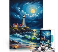 1000 Piece Jigsaws for Adults Stormy lighthouse Spielzeug-Intellektuelles Spiel Wunschliste mit dem Weihnachtsmann38x26cm
