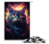 1000 Piece Jigsaws for Adults Strange Psychedelic Little Black Cat Puzzles Gifts Birthday Present Gifts for for Teenager Age 14 And Up 75x50cm