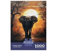 1000 Piece Jigsaws for Adults Sunrise Elephant Majesty Jigsaw for Adults Relax Games Analysis And Logic Gifts for Friends And Family 70x50cm/1000pcs