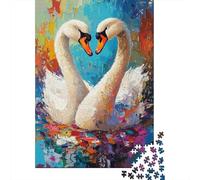 1000 Piece Jigsaws for Adults Swan Love Heart Painting Puzzle for Adults Brain Teaser Game Precision Cutting Challenging To Complete 38x26cm/1000pcs