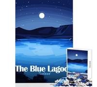 1000 Piece Jigsaws for Adults The Blue Lagoon Iceland Night Puzzles for Teenagers Pattern Assembly Educational Challenge Toy Intellectual Game (38x52cm)