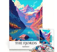 1000 Piece Jigsaws for Adults The Fjords Norway Mountain, Brain Teaser Game, Challenging To Complete, Enhance Love between Couples 38x26cm