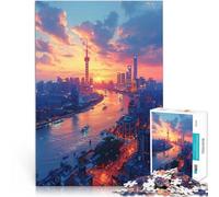 1000 Piece Jigsaws for Adults The Oriental Pearl Tower Shanghai Jigsaw Puzzle - Challenging Game Funny Gift 10.27 in x 14.96 in for 14 year olds