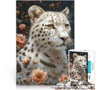 1000 Piece Jigsaws for Adults The White Leopard Made of wood Suitable for ages 14 and up family fun games great size:50x75cm/19.68x29.52inch