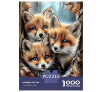 1000 Piece Jigsaws for Adults Three Fox Cubs in Winter Forest Jigsaws for Adults Brain Teaser Game Analysis And Logic Great Gift for Gaming 52x38cm/1000pcs