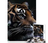 1000 Piece Jigsaws for Adults Tiger Portrait in Natural Habitat Toy Wall Decor Art Work Gift for Educational Game Artists' Collection, Fine Arts Size 50x75cm