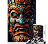 1000 Piece Jigsaws for Adults Tiki Mask Tribe Indigenous Educational Game For Family Fun Educational Toy Improving Love between Couples (26X38cm)